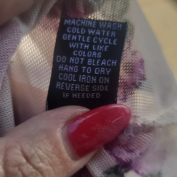 J for justify purple sheer mesh crop top short sleeve stretch blouse medium - Picture 4 of 5